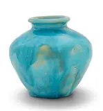 Pewabic, Persian Blue Glazed Earthenware Low Vase 1920-1930