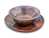 Pewabic, Iridescent Glazed Earthenware Bowl and Underplate 1940, 2 PCS