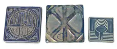 Pewabic, Blue Glazed Tiles 20th C., 3 PCS, 1990