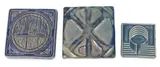 Pewabic, Blue Glazed Tiles 20th C., 3 PCS
