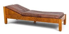 Stickley Brothers, Oak Day Bed 1912, No. 401, 1912, Quarter sawn oak frame with leather cushions