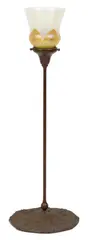 Tiffany Studios, Bronze 'Wild Carrot' Candlestick with Pulled Feather Shade Early 20th C.