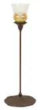 Tiffany Studios, Bronze 'Wild Carrot' Candlestick with Pulled Feather Shade Early 20th C.