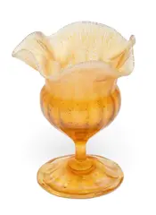 Louis Comfort Tiffany, Gold Favrile Glass Compote 1910-1920, 1910, iridescent gold Favrile compote with ruffled edge