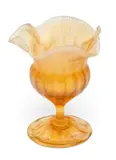 Louis Comfort Tiffany, Gold Favrile Glass Compote 1910-1920, 1910, iridescent gold Favrile compote with ruffled edge