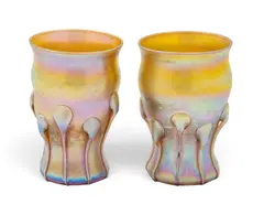 Gold Favrile Glass Cabinet Vases 1900, 1 PAIR by Louis Comfort Tiffany, 1900, sold Sep 2026