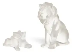 Lalique, Lion 8" + Lion Cubs 3" 2 PCS