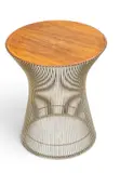 Warren Platner, for Knoll Steel Wire and Inset Wood Side Table, Vertically aligned wire frame with inset mahogany top