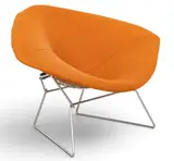 Harry Bertoia, for Knoll (American, 1915-1978) Welded Steel and Fabric Diamond Lounge Chair, Ca. 1970-1975, Ca. 1970, Welded steel frame with original orange upholstery