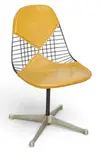 Charles and Ray Eames, for Herman Miller (American) Mid-Century Modern Steel and Leather Eiffel Tower Chair with Bikini Upholstered Seat and Back 1965, 1965, Chromed steel swivel base supports wire frame and leather upholstered seat and back