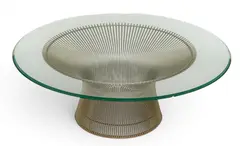 Warren Platner, for Knoll Coffee Table, Having a round beveled glass top above a steel rod base