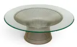 Warren Platner, for Knoll Coffee Table, Having a round beveled glass top above a steel rod base
