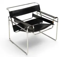 Marcel Breuer, Design 'Wassily' Leather Arm Chair, 20th Cent., Depth 29