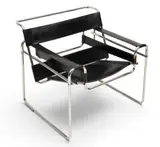 Marcel Breuer, Design 'Wassily' Leather Arm Chair, 20th Cent., Depth 29