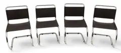 Leather MR10 Chairs 20th Cent., Depth 20 4 PCS by Ludwig Mies van der Rohe, Cantilever chairs with black leather, sold Jul 2026