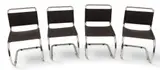 Ludwig Mies van der Rohe, Leather MR10 Chairs 20th Cent., Depth 20 4 PCS, Cantilever chairs with black leather