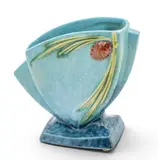 Roseville, Turquoise Wincraft Pine Cone Vase, 272-6, Ca. 1950-60, Depth 3, Ca. 1950