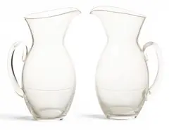 Alexander Joseph von Steuben, Pitchers 20th C., Depth 6 1 PAIR, Blown clear glass with applied handles