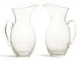 Alexander Joseph von Steuben, Pitchers 20th C., Depth 6 1 PAIR, Blown clear glass with applied handles