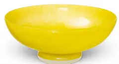 Frederick Carder, for Steuben Glass Works, Yellow Jade Etched Cameo Glass Canton Pattern Bowl, Ca. 1930, 600, Ca. 1930