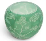 Frederick Carder, for Steuben Glass Works (American, 1863-1963) Acid Cut-Back Celadon Green Jardiniere Circa 1910, Circa 1910