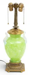 Green Cluthra Vase with Opaline Double Handles, Mounted As a Lamp, Ca. 1930 by Alexander Joseph von Steuben, Ca. 1930, offered Jun 2026