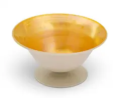 Alexander Joseph von Steuben, Steuben Gold Aurene and Calcite Art Glass Tazza Footed Bowl, Ca. 1920, Ca. 1920