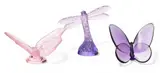 Lalique, and Baccarat Crystal Dragonfly (1), Butterfly (2) 3 PCS