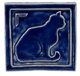 Pewabic, Glazed Ceramic Tile, Cat in Profile, 1989