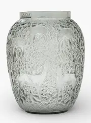Lalique, Smoke Colored 'Biches' Vase 20th Cen.
