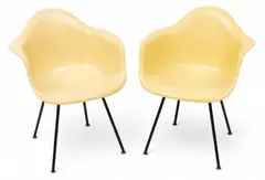 Charles Eames, for Herman Miller Yellow Shell Arm Chairs 1957, Depth 22 2 PCS, 1957