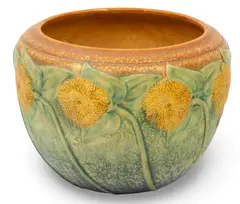 Roseville, 'Sunflower' Pattern Art Pottery Jardiniere, Ca. 1930, Ca. 1930