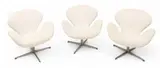 for Fritz Hansen Three Swivel Swan Chairs, 20th Cen., Depth 27 3 PCS by Arne Jacobsen, Fabric upholstery, sold Nov 2025
