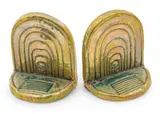 Pewabic, Art Deco Iridescent Glazed Pottery Bookends, 1930-1967, Depth 2.5