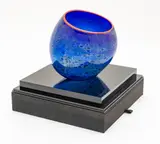 Blue Blown Glass Vase, Orange Rim 'Untitled' by Dale Chihuly, Initialed on the underside of the glass, sold Oct 2025