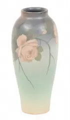 Ed Diers, for Rookwood , 1871-1947 Vellum Pottery Vase, Roses, 1871