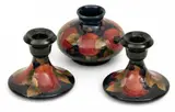 William Moorcroft, Vase 3.5" & Pair Candlesticks 3.2" 1930, 3 PCS
