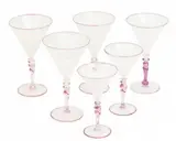Opal And Cintra Glass 'Martini Glasses in Two Sizes', 6 PCS by Alexander Joseph von Steuben, Opal glass bowls and spreading rim feet, sold Sep 2025