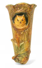 1882-1945 Art Pottery Owl in the Tree Pocket Wall Vase 1930, 1 PC by Weller, 1882, sold Jul 2025