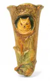 Weller, 1882-1945 Art Pottery Owl in the Tree Pocket Wall Vase 1930, 1 PC