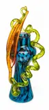 Blown Cobalt Vase with Orange-red Leaf with Gold Leaf And Green Vein with Gold Highlights Vase 1993 by Dale Chihuly, 1993, sold Jun 2025