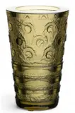 Daum Nancy, Art Deco Etched Glass Vase 1 PC, Olive green acid etched glass vase