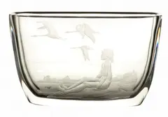 Orrefors, Etched Crystal Vase