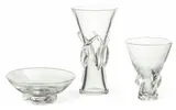 Spiral Glass Vases & Bowl 3 PCS by Alexander Joseph von Steuben, sold May 2025