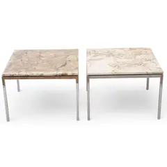 Florence Knoll, Marble Top End Table with a Second Table in the Style of 2 PCS