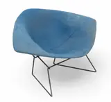 Harry Bertoia, for Knoll (American) Diamond Chair, Full Cover, Third Quarter 20th C., Depth 35, Having dark blue upholstery on a signature black powder coated steel wire frame
