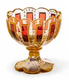 Mary Moser, Hand Blown Gold Gilt And Ruby Crystal Compote