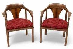 for Dunbar (American) Walnut & Rosewood Model 935 Horseshoe Chairs, Ca. 1970 by Edward Wormley, Ca. 1970, sold Feb 2025