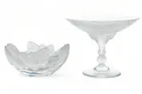 Frosted Crystal 'Virginia' Footed Bowl & 'Compiegne' Oval Bowl by Lalique, sold Feb 2025