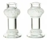 'Chene' Frosted Crystal Candlesticks by Lalique, sold Feb 2025